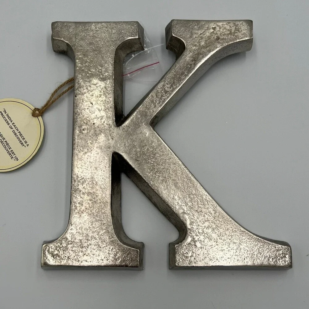 HomeGoods Letter K Wall Decor Unisex 8in Silver Brand New Cast Metal Industrial